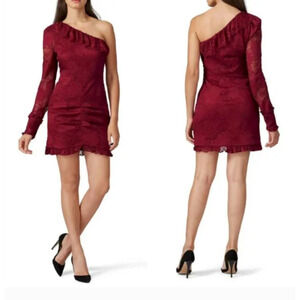 Alexis One Shoulder Lace Ilana Dress Burgundy Size Medium